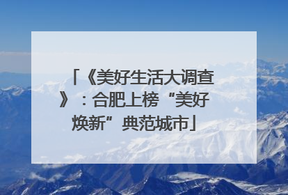 《美好生活大调查》：合肥上榜“美好焕新”典范城市