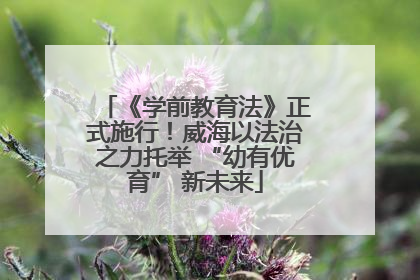 《学前教育法》正式施行！威海以法治之力托举 “幼有优育” 新未来