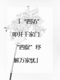 “四访”叩开千家门“四促”纾解万家忧