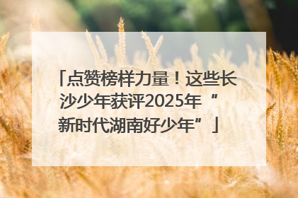 点赞榜样力量！这些长沙少年获评2025年“新时代湖南好少年”