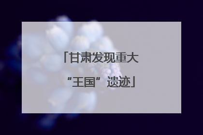 甘肃发现重大“王国”遗迹