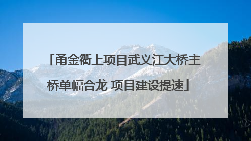 甬金衢上项目武义江大桥主桥单幅合龙 项目建设提速