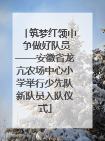 筑梦红领巾 争做好队员——安徽省龙亢农场中心小学举行少先队新队员入队仪式