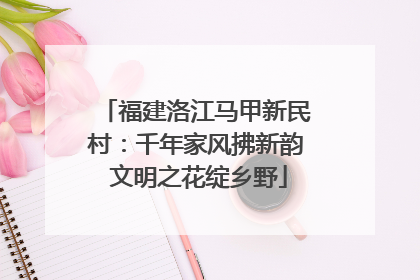 福建洛江马甲新民村：千年家风拂新韵 文明之花绽乡野