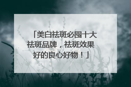 美白祛斑必囤十大祛斑品牌，祛斑效果好的良心好物！