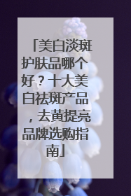 美白淡斑护肤品哪个好？十大美白祛斑产品，去黄提亮品牌选购指南