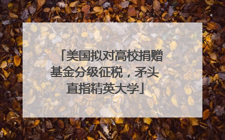 美国拟对高校捐赠基金分级征税，矛头直指精英大学