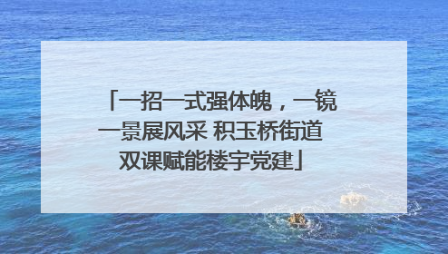 一招一式强体魄，一镜一景展风采 积玉桥街道双课赋能楼宇党建