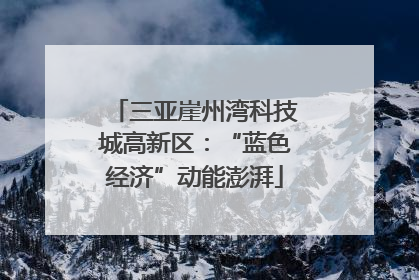 三亚崖州湾科技城高新区：“蓝色经济”动能澎湃