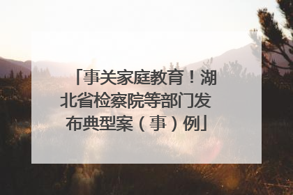 事关家庭教育！湖北省检察院等部门发布典型案（事）例