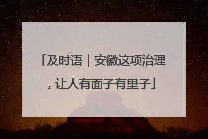 及时语｜安徽这项治理，让人有面子有里子