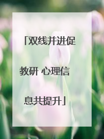 双线并进促教研 心理信息共提升