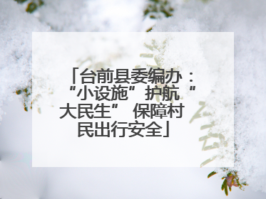 台前县委编办：“小设施”护航“大民生” 保障村民出行安全