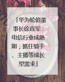 华为轮值董事长徐直军：电信行业成熟期，抓住骑手、主播等成长型需求