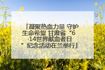 凝聚热血力量 守护生命希望 甘肃省“6 ·14世界献血者日”纪念活动在兰举行