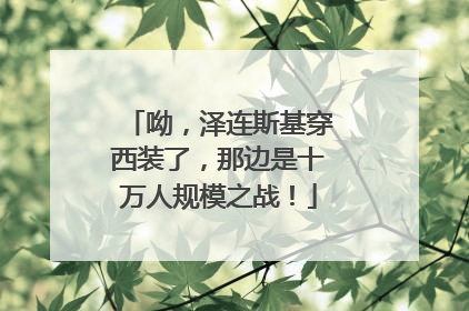 呦，泽连斯基穿西装了，那边是十万人规模之战！