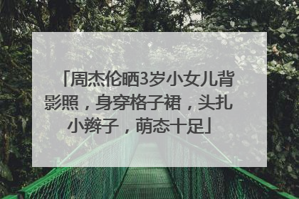 周杰伦晒3岁小女儿背影照，身穿格子裙，头扎小辫子，萌态十足