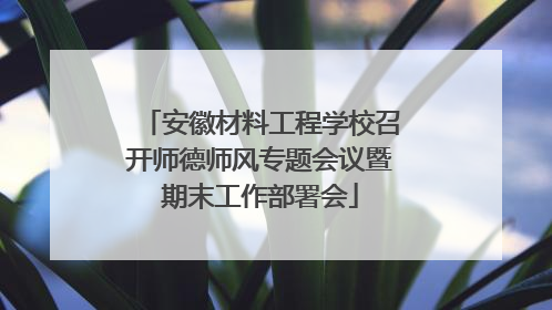 安徽材料工程学校召开师德师风专题会议暨期末工作部署会