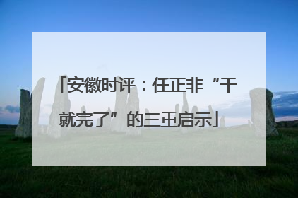 安徽时评：任正非“干就完了”的三重启示