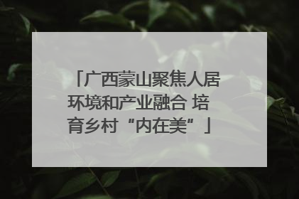 广西蒙山聚焦人居环境和产业融合 培育乡村“内在美”