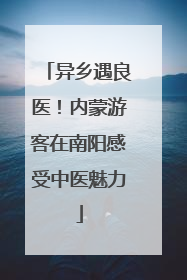 异乡遇良医！内蒙游客在南阳感受中医魅力