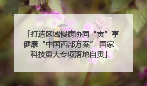 打造区域慢病协同“贡”享健康“中国西部方案” 国家科技重大专项落地自贡