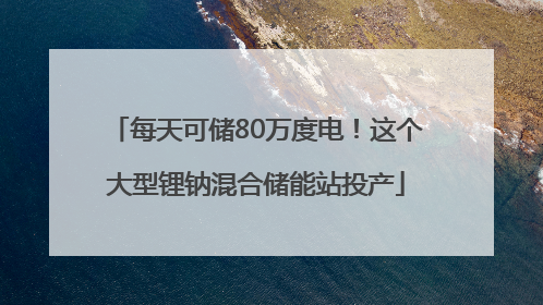 每天可储80万度电！这个大型锂钠混合储能站投产