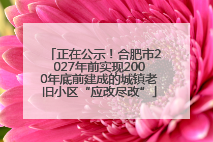 正在公示！合肥市2027年前实现2000年底前建成的城镇老旧小区“应改尽改”