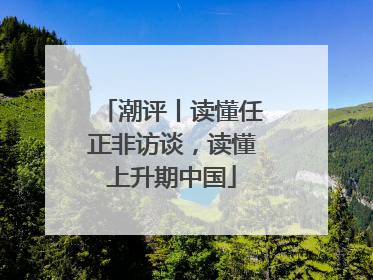 潮评丨读懂任正非访谈，读懂上升期中国