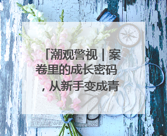 潮观警视｜案卷里的成长密码，从新手变成青年办案探长