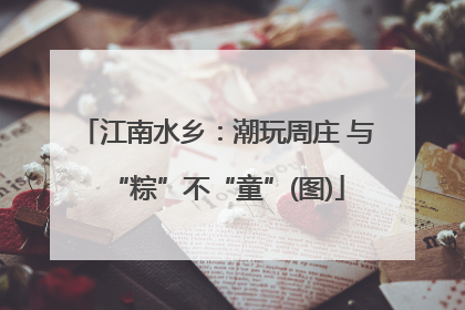 江南水乡：潮玩周庄 与“粽”不“童”(图)