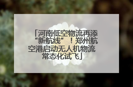 河南低空物流再添“新航线”！郑州航空港启动无人机物流常态化试飞