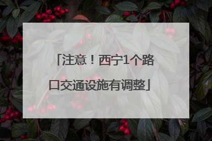 注意！西宁1个路口交通设施有调整
