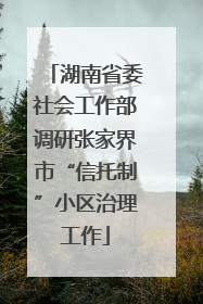 湖南省委社会工作部调研张家界市“信托制”小区治理工作