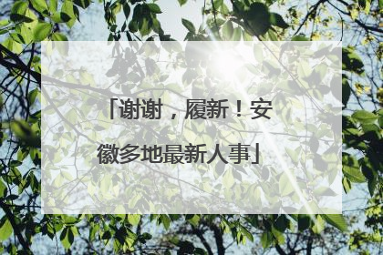 谢谢，履新！安徽多地最新人事