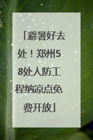 避暑好去处！郑州58处人防工程纳凉点免费开放