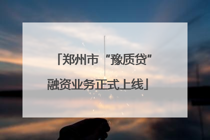 郑州市“豫质贷”融资业务正式上线