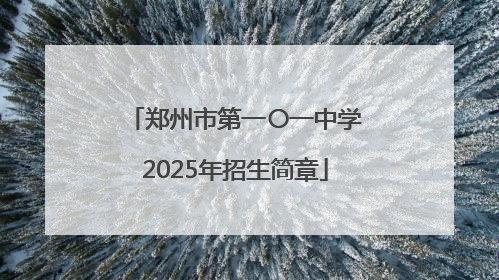 郑州市第一〇一中学2025年招生简章