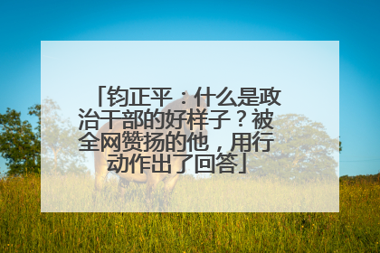 钧正平：什么是政治干部的好样子？被全网赞扬的他，用行动作出了回答