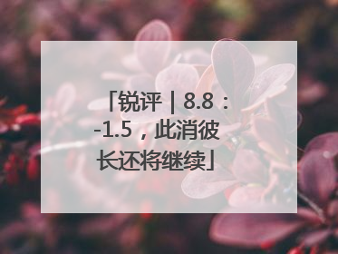 锐评｜8.8：-1.5，此消彼长还将继续