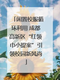 闲置校服循环利用 成都高新区“红领巾小提案”引领校园新风尚