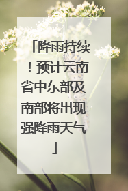 降雨持续！预计云南省中东部及南部将出现强降雨天气