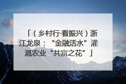 （乡村行·看振兴）浙江龙泉：“金融活水”灌溉农业“共富之花”